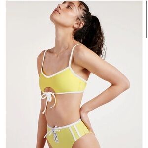 BNWT Set Ookioh Lemon Butter Yellow Crandon Amalfi Bikini Bottom and Top Size L